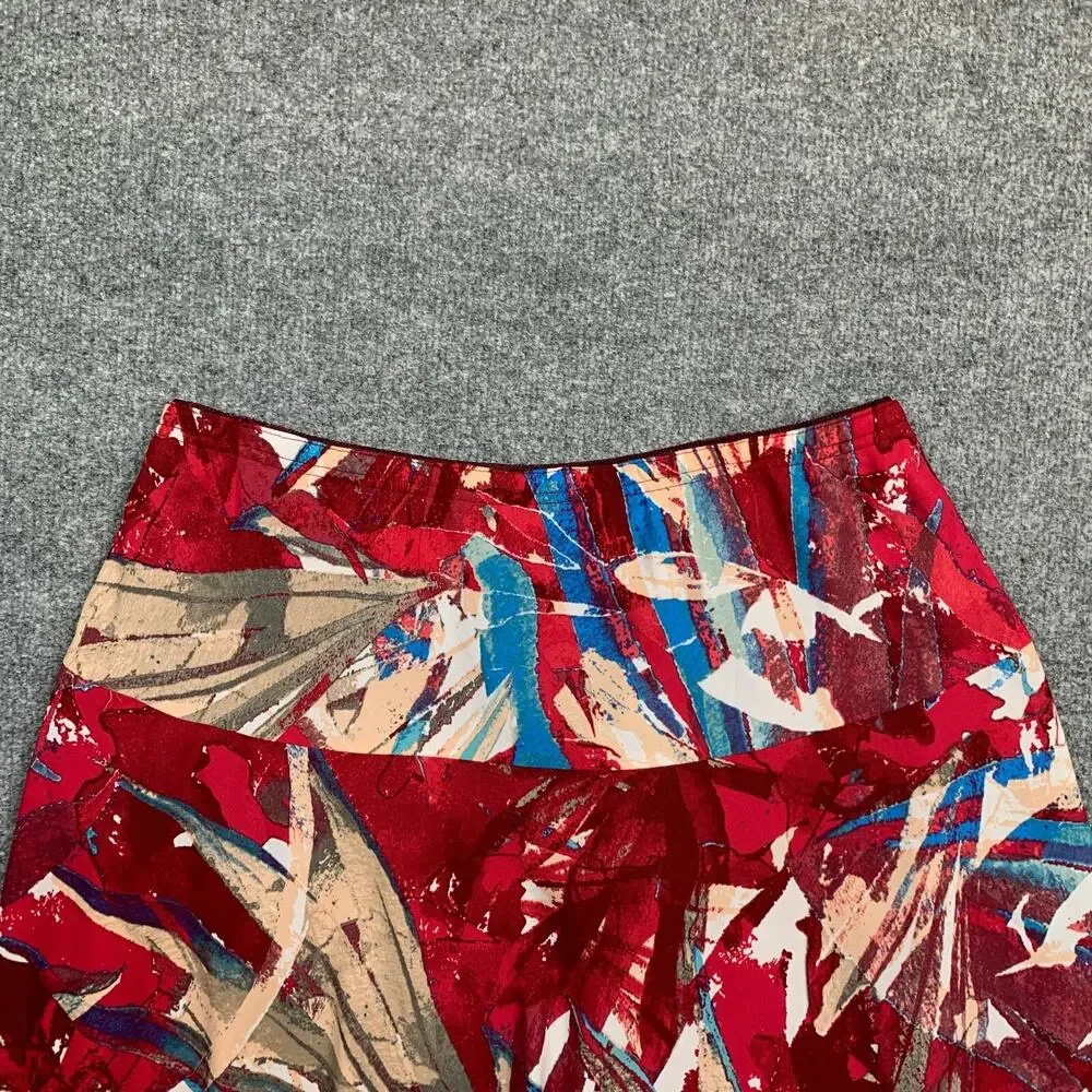 Bob Mackie Skirt Womens L Large Abstract Red Wearable Art Pull On High Low Midi